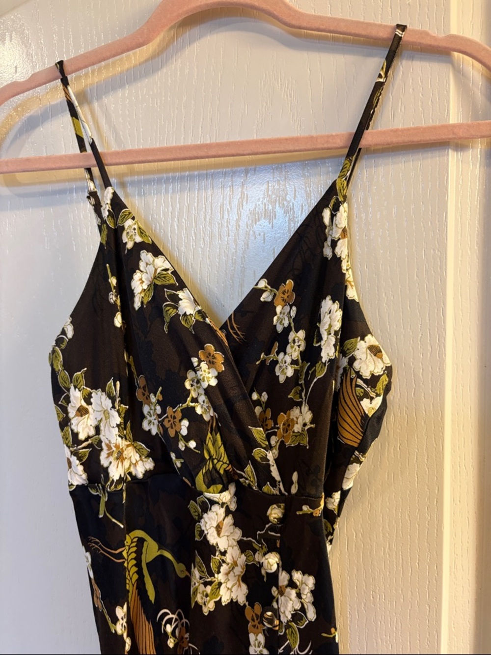 Dark Brown Floral Maxi Slip Dress with Spaghetti Straps - Picture 8 of 13